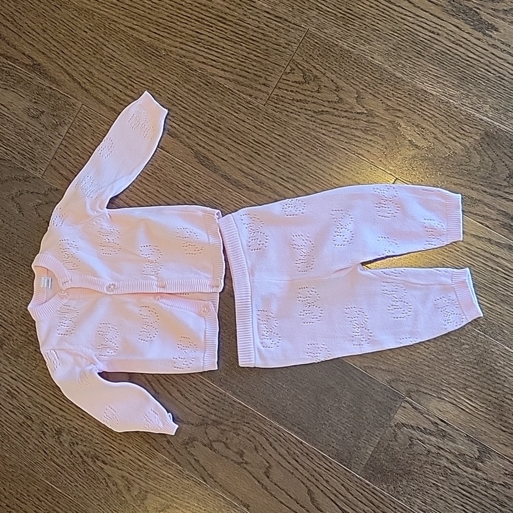 Soft Pink Knit Set with Bow Detail